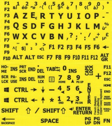Azerty large lettering black on yellow