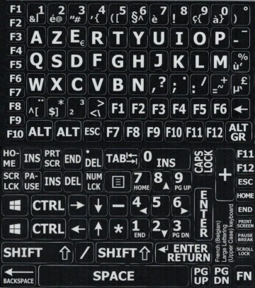 Azerty large lettering white on black